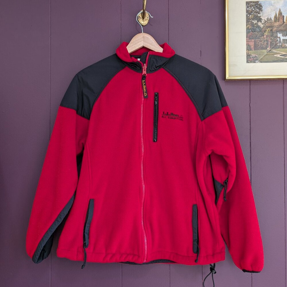 L.L.Bean Vintage Red Fleece Jacket Men's Small Medium